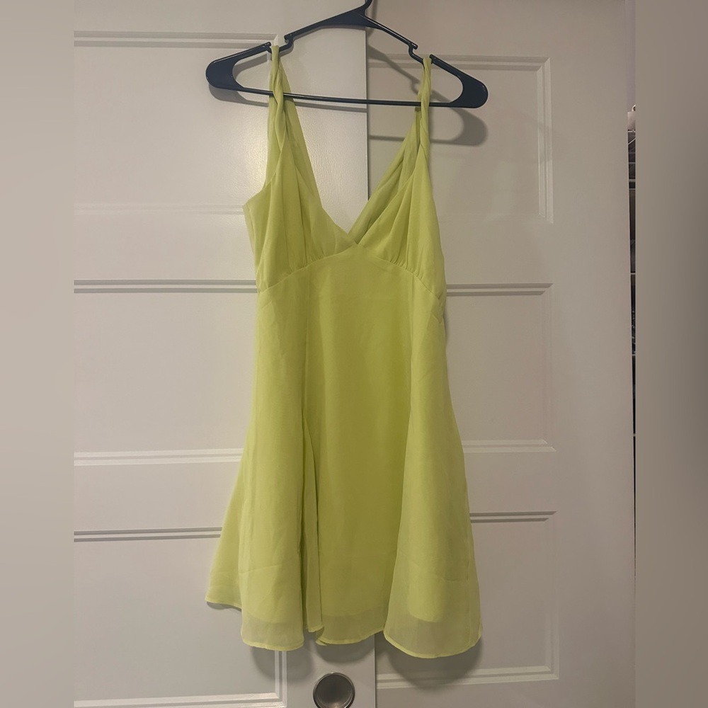V-Neck Twist Godet Mini Dress